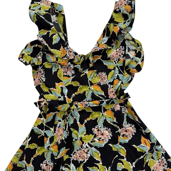 PAIGE Meera Ruffle Fit & Flare Dress Kona Floral Size Small - Picture 2 of 10